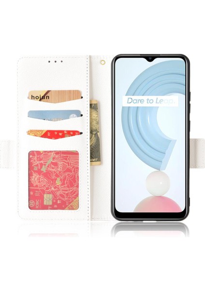 Realme C21 Kart Yuvaları Için Kılıf Tutucu Cüzdan Pu Deri Manyetik Yan (Yurt Dışından)