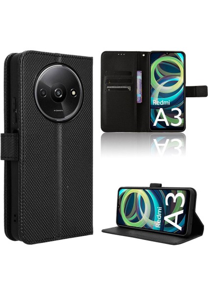 Xiaomi Redmi A3 Kart Tutucu Kapak Için Kılıf Kickstand Manyetik Cüzdan (Yurt Dışından)