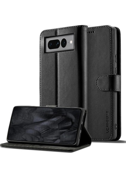 Tutucu ile Google Pixel 8 Için Kılıf Buzağı Doku Yatay Çevir Deri (Yurt Dışından)