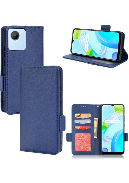 Realme C30 Cüzdan Kart Yuvaları Için Kılıf Tutucu Pu Deri Manyetik Yan (Yurt Dışından)