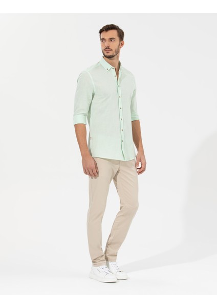 Erkek Yeşil Slim Fit Uzun Kollu Gömlek 50268183-VR054