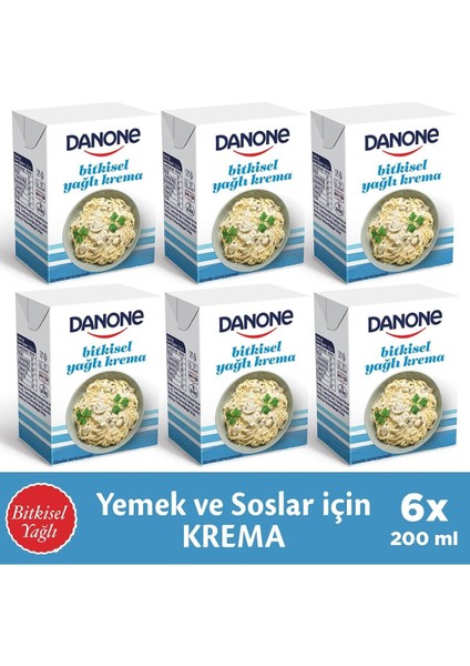 Bitkisel Yağlı Krema 200 ml x 6 Adet