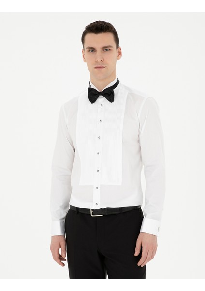 Erkek Beyaz Slim Fit Smokin Gömlek 50286242-VR013