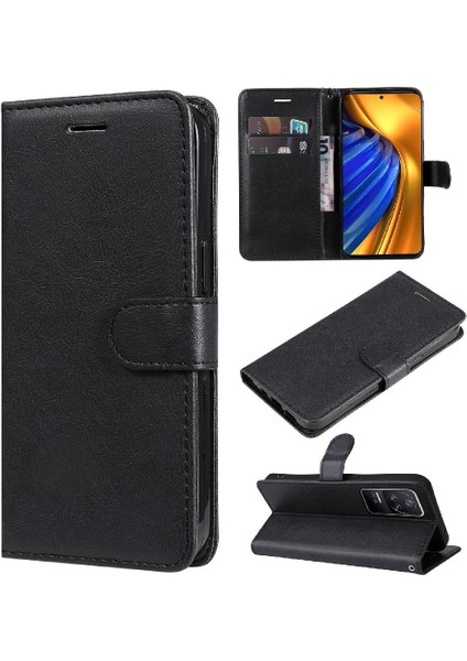 Mays Shop Xiaomi Redmi K40S Klasik Düz Renk Için Flip Case Yüksek Kalite Deri (Yurt Dışından)