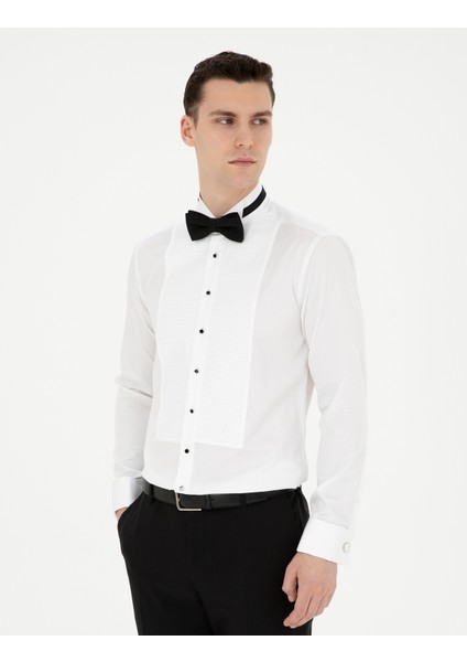 Erkek Beyaz Slim Fit Smokin Gömlek 50286245-VR013