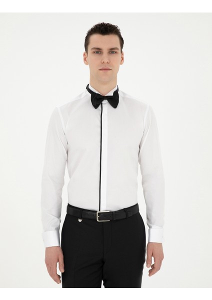 Erkek Beyaz Slim Fit Smokin Gömlek 50286241-VR013