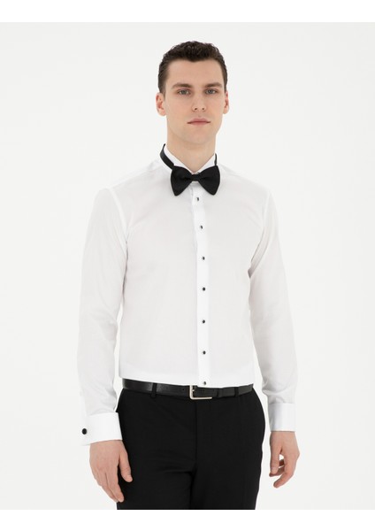 Erkek Beyaz Slim Fit Smokin Gömlek 50286244-VR013