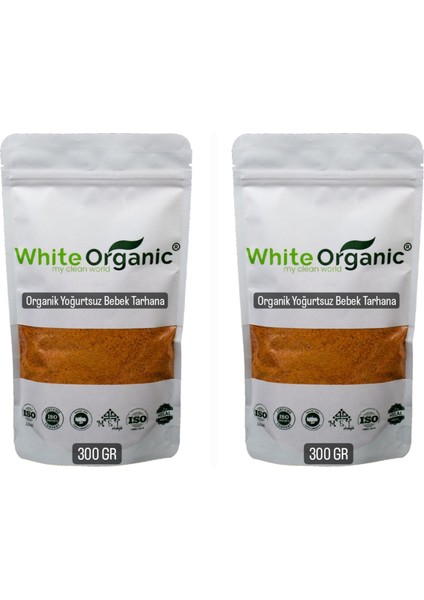 White Organic White  Yoğurtsuz Bebek Tarhanası +6 Ay Vegan Tuzsuz 2'li Set 300GR x 2