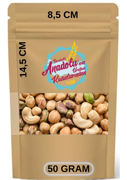 8,5X14,5 Kraft pencereli Kilitli Doypack 50 Adet