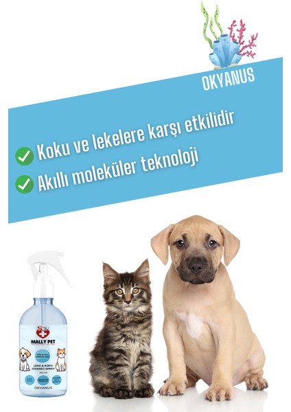 Mally Pet Professionel Pet Care Evcil Hayvanlar Için Koku ve Leke Giderici Sprey Okyanus Kokulu 250 ml