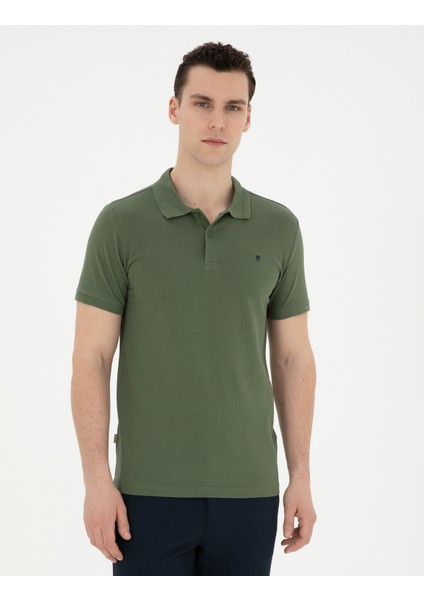 Pierre Cardin Erkek Haki Slim Fit Basic Tişört 50291625-VR027