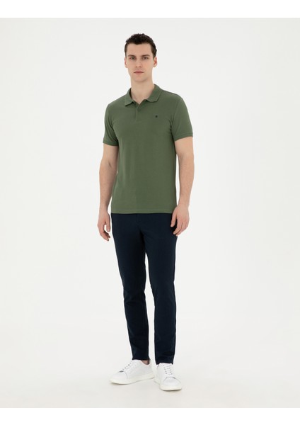 Pierre Cardin Erkek Haki Slim Fit Basic Tişört 50291625-VR027