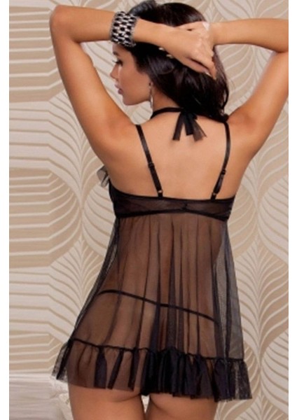 Lacyladyzarifveşık Ly Siyah Transparan Gecelik TM8060