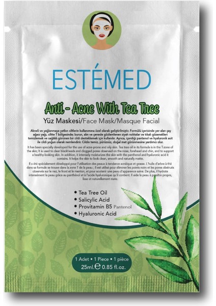 Dermal Çay Ağacı Özlü Kolajen Maske & Sheet Mask Anti-Acne With Tea Tree