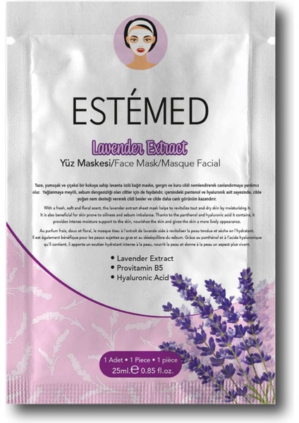 Lavanta Yağı Kağıt Yüz Maskesi-Sheet Mask Lavender Extract