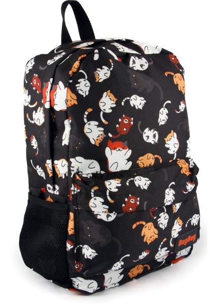 Kedi Desenli Dijital Baskılı Günlük Kullanım ve Okul Sırt Çantası