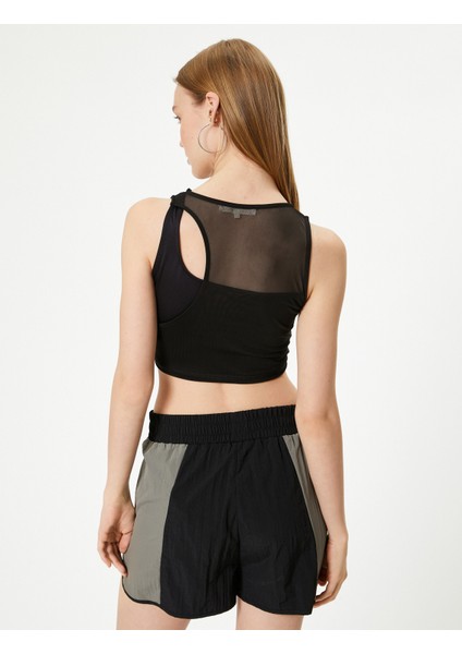 Tül Detaylı Asimetrik Yaka Crop Atlet fırsatları