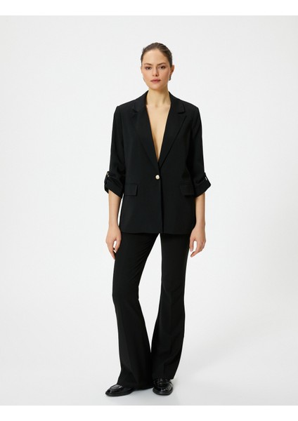 Blazer Ceket Gold Tek Düğmeli Kapaklı Cepli Katlamalı Kollu fiyatları