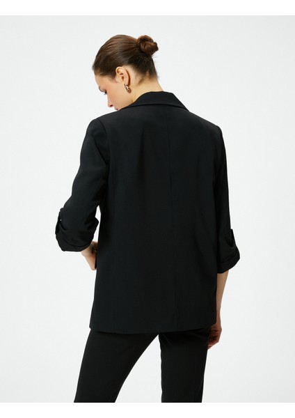 Blazer Ceket Gold Tek Düğmeli Kapaklı Cepli Katlamalı Kollu fırsatları