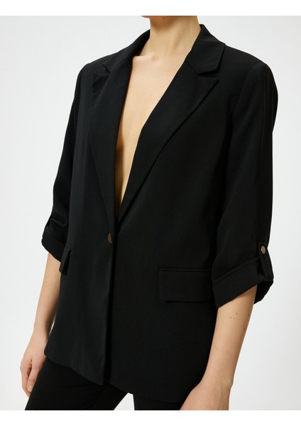 Blazer Ceket Gold Tek Düğmeli Kapaklı Cepli Katlamalı Kollu indirimleri