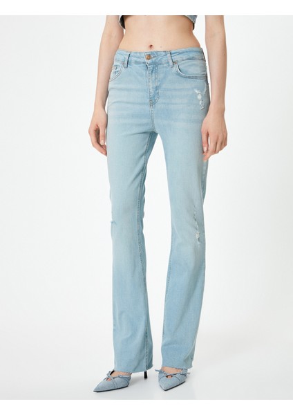 Hafif Ispanyol Paça Kot Pantolon Dar Kesim Yüksek Bel - Victoria Slim Jean modelleri