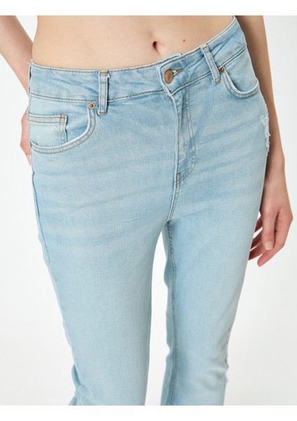 Hafif Ispanyol Paça Kot Pantolon Dar Kesim Yüksek Bel - Victoria Slim Jean indirimleri