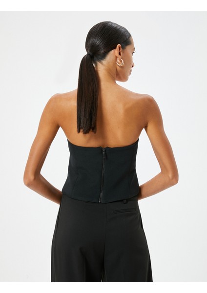Crop Straplez Üst Arkası Fermuar Kapamalı Slim Fit fırsatları