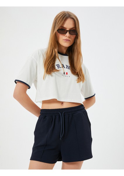 Nervürlü Mini Şort Cepli Beli Bağlamalı Krep Kumaş fiyatları