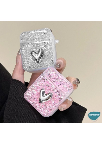 Air-Podss 1. Nesil / 2. Nesil Kılıf Glitter Shiny Gümüş modelleri