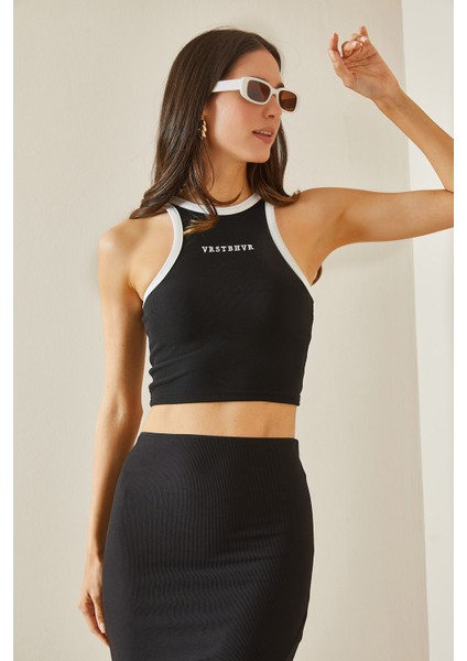 Siyah Askılı Crop Bluz 5YXK2-48537-02