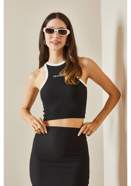 Siyah Askılı Crop Bluz 5YXK2-48537-02