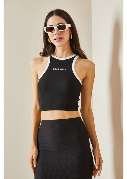 Siyah Askılı Crop Bluz 5YXK2-48537-02