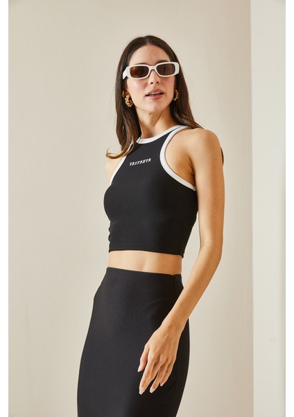Siyah Askılı Crop Bluz 5YXK2-48537-02