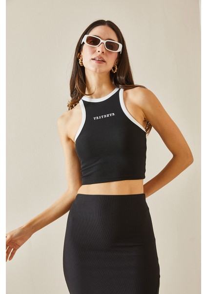 Siyah Askılı Crop Bluz 5YXK2-48537-02
