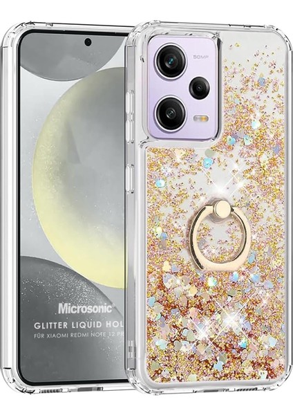Xiaomi Redmi Note 12 Pro Plus 5g Kılıf Glitter Liquid Holder Gold