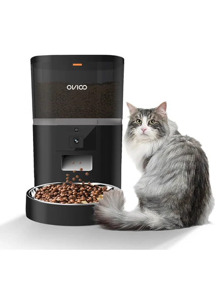 OVIOO QQ005 6 Litre Kameralı ve Uzaktan Wifi Bağlantılı Paslanmaz Kaseli Kedi ve Köpek Besleyici