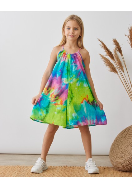 Kız Baskılı Keten Tulum