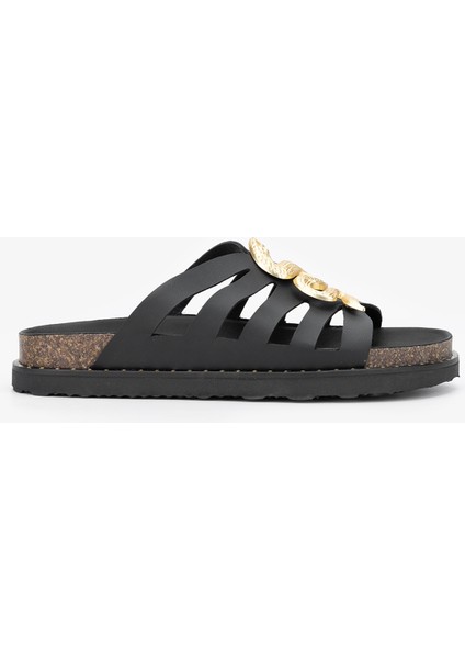 Anna Kadın Siyah Deri Terlik 985 24-6503 Bn Trlk Y24