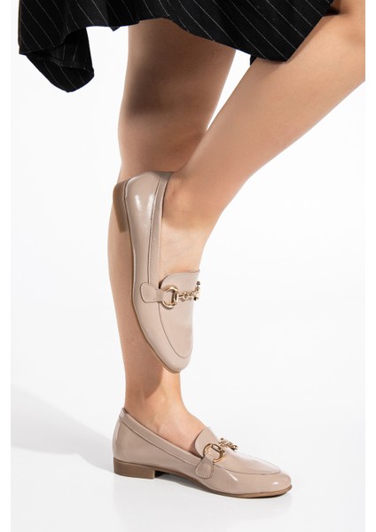 Kadın Deri Tokalı Babet 2765 Babet Vizon Rugan 36