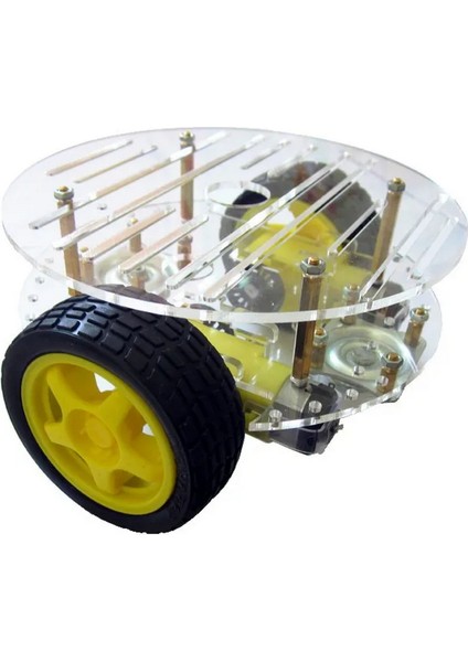 2WD Çift Katlı Şeffaf Yuvarlak Şasi Robot Araba Kiti Demonte Çizgi Takip Engelden Kaçınma Arduino Için