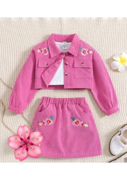 Rainbow Kids Kız Çocuk Çiçek Nakışlı 3 Lü Takım