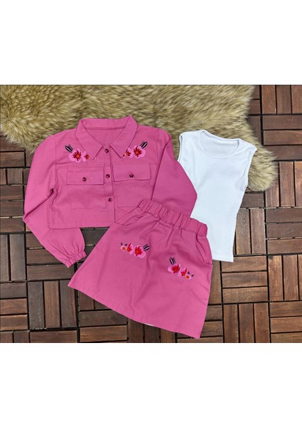 Rainbow Kids Kız Çocuk Çiçek Nakışlı 3 Lü Takım fiyatları