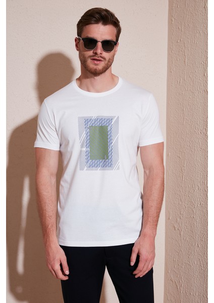 Pamuklu Slim Fit Bisiklet Yaka T Shirt Erkek T Shirt 646R7930