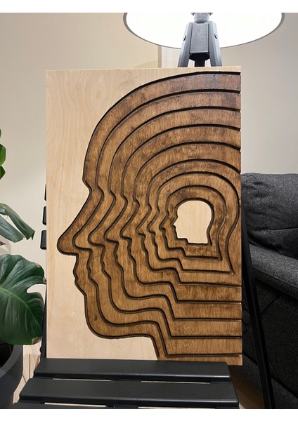 Cıgıl Wood Human Face Ahşap Bohem Tablo