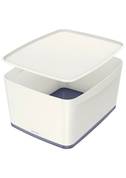 5216 Mybox Gri Beyaz Kapaklı Geniş Saklama Kutusu