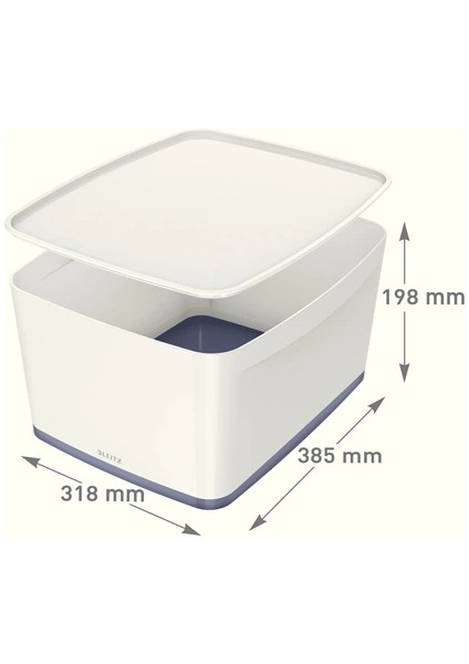 5216 Mybox Gri Beyaz Kapaklı Geniş Saklama Kutusu