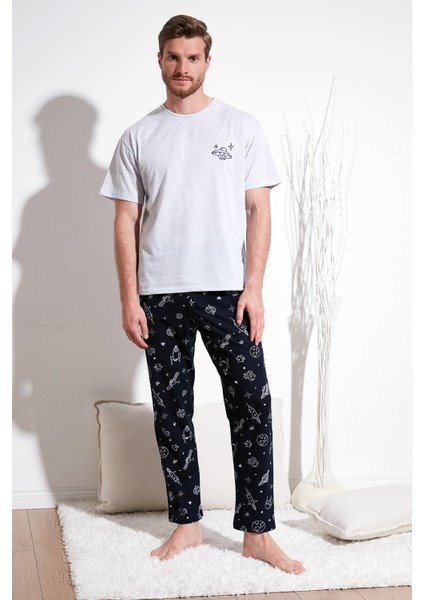 Pamuklu Regular Fit Kısa Kollu Pijama Takımı Erkek Pijama Takımı 6572011