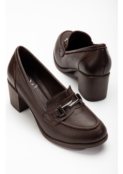 Kadın Deri Tokalı Klasik Topuklu Ayakkabı 7082 Klasik Ayakkabı Kahve 36 fiyatları