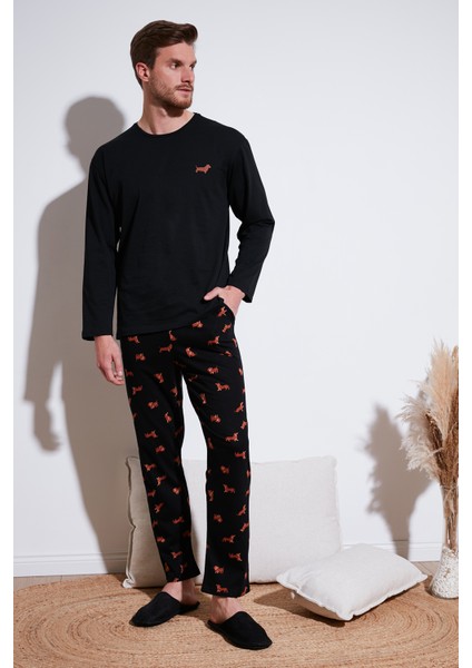 Pamuklu Regular Fit Uzun Kollu Pijama Takımı Erkek Pijama Takımı 6572013
