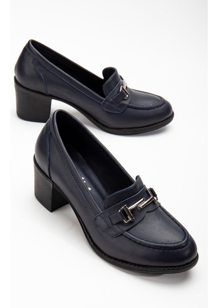 Kadın Deri Tokalı Klasik Topuklu Ayakkabı 7082 Klasik Ayakkabı Lacivert 38 fiyatları